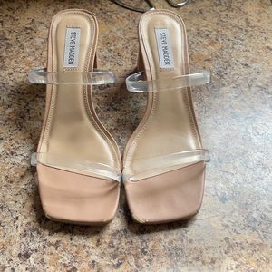Steve Madden nude and clear block heels